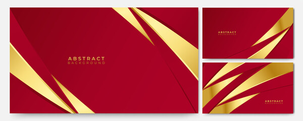 Wall Mural - Elegant red maroon and gold background with overlap layer. Suit for business, corporate, institution, party, festive, seminar, and talks