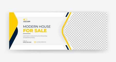 Wall Mural - real estate social media cover banner design, real estate web banner design template