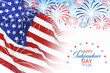 4th of july - Independence Day of USA. American national flag and fireworks on white background
