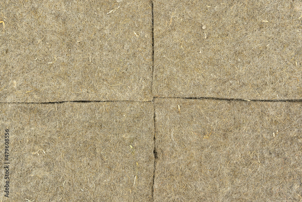 Background from pieces of coconut coir for growing microgreens. Dry ...