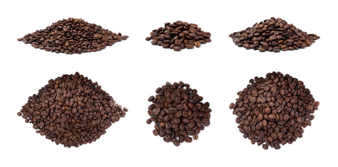 Wall Mural - Set with roasted coffee beans on white background. Banner design