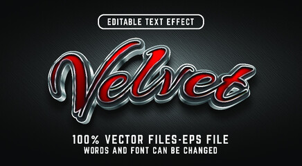 Wall Mural - velvet text effect premium vectors. editable text effect with realistic steel style