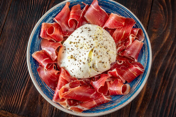 Canvas Print - Antipasto with prosciutto and mozzarella