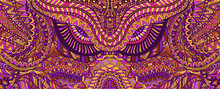 Psychedelic Creative Colorful Symmetrical Pattern Design Art. Surreal Abstract Decorative Pattern With Doodle Maze Of Ornaments. Vector Hand Drawn Illustration Art