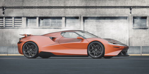 3D rendering of a brand-less generic concept car