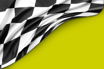 Wall Mural - Checkered flag on yellow