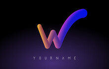 Letter W Logo With Rainbow 3d Gradient. Creative Vector Illustration With Typographic And Vibrant Gradient Shape. Liquid Color Path.  