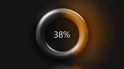 Aufkleber - Abstract glowing and pulsating ring with loading process. Motion. Moving circle with raising number of percentage on a dark background.