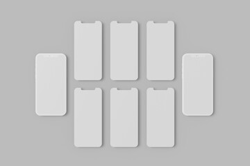 Aufkleber - Minimalist modern clay mockup smartphones for presentation, application display, information graphics blank