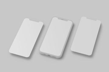 Aufkleber - Minimalist modern clay mockup smartphones for presentation, application display, information graphics blank