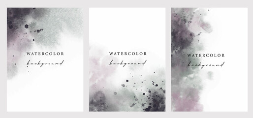 Wall Mural - Set of vector watercolour universal backgrounds with copy space for text