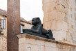 Statue of sphinx at the Peristyle square. Diocletian Palace, ancient palace built for the Roman emperor Diocletian, Split, Croatia