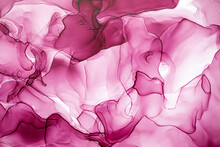 Luxurious Abstract Fluid Painting In The Technique Of Alcohol Ink Pink And Purple Paints. Alcohol Ink Rose Petals Background.