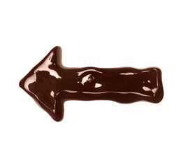Poster - Arrow is made of melted chocolate, isolated on white background