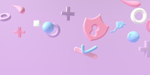 Poster - Security icon with geometric shapes - 3D render