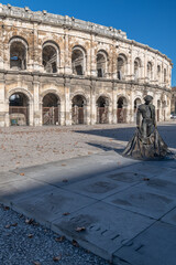 Wall Mural - View of the famous Roman Coliseum - Nimes, France 