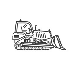 Canvas Print - Bulldozer. Industrial transport. Industrial machinery icon. Vector symbol