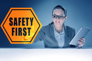 Wall Mural - Safety first concept with businesswoman