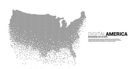 Poster - Vector United States map from pixel square. Concept for America digital network connection.