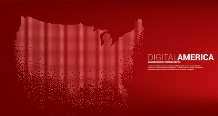 Poster - Vector United States map from pixel square. Concept for America digital network connection.