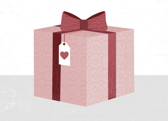 Wall Mural - A pretty pink gift and bow in a cut paper style with textures
