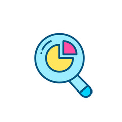 Wall Mural - Analyzing diagram with magnifying glass. Pixel perfect, editable stroke color icon