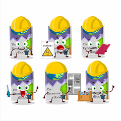 Sticker - Professional Lineman economic books cartoon character with tools