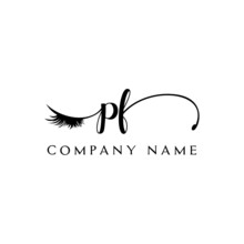 Initial PF Logo Handwriting Beauty Salon Fashion Modern Luxury Letter