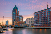 Downtown Milwaukee City Skyline Cityscape Of Wisconsin In USA