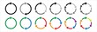 Colorful circle thin arrow icon set. Symbol of reload, refresh, loading, recycle and repeat. Interconnecting round arrow vector icons set. One, two, three, four, five, six arrow in the loop.