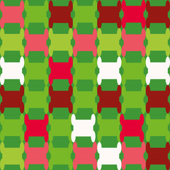Poster - Orange red and green fantasy figures seamless repeat pattern print background.