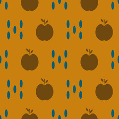 Poster - Vintage silhouette apples vector seamless repeat pattern print