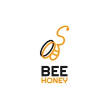 Honey Bee Logo With Line.logo Design