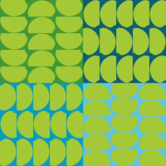 Poster - Green and blue ornament seamless repeat pattern print background