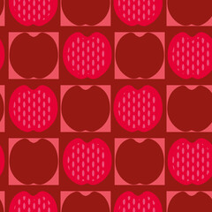 Poster - Seamless repeat apples silhouette pattern print background