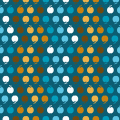 Poster - Vintage silhouette apples vector seamless repeat pattern print