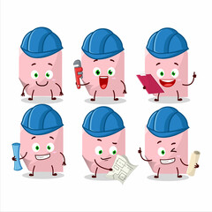 Sticker - architect pink sticky note cute mascot character with pliers