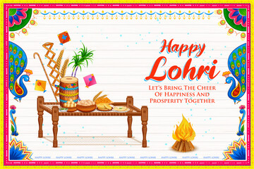 happy lohri holiday background for punjabi festival