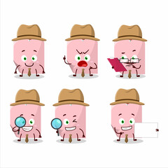 Sticker - Detective pink sticky note cute cartoon character holding magnifying glass