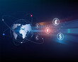global currency exchange remittance network background illustration