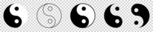 Yin Yang Icon Set Isolated On Transparent Background. Vector Illustration
