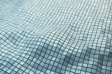 Poster - Creative light blue tile wave background. Style, design and texture concept. 3D Rendering.