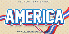America Text Effect, Editable Usa And United States Text Style