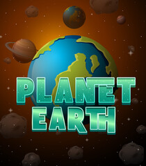 Wall Mural - Planet Earth word logo poster