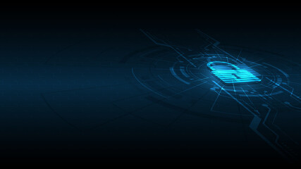 Wall Mural - padlock security cyber digital concept abstract technology background protect system innovation vect