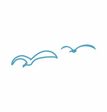 Sea Birds Flying In Silhouette - Bird Logo Icon