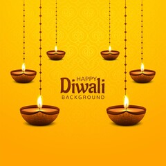 Happy diwali decorative hanging diya background