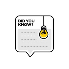 Poster - Did you know vector template post icon for Social media background, fun fact blank template fyi vector with light bulb and cable