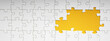 © Corri Seizinger - Empty white details of puzzle on yellow background banner panorama, with space for text