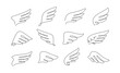 Angel wings vector set. Winged abstract emblems drawn with one thin line